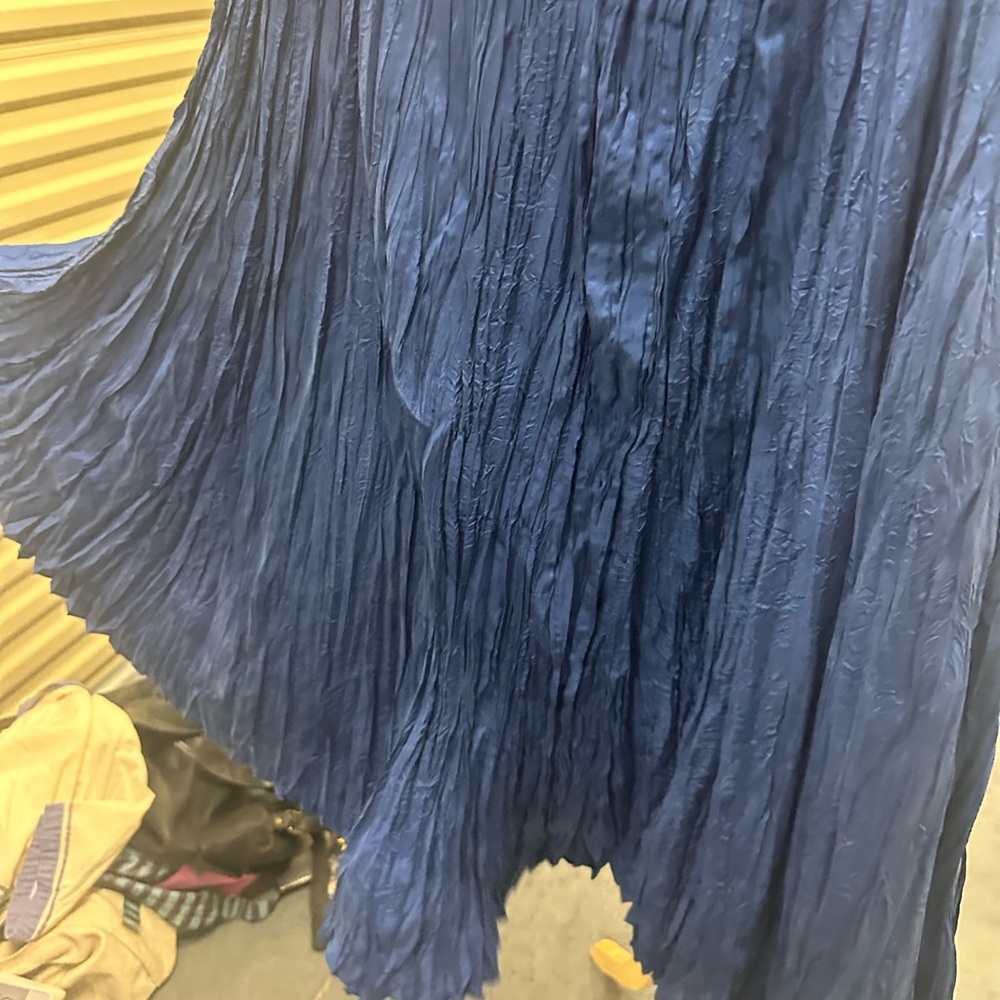 Savannah Cornflower Blue Cotton Rayon Crinkle Skirt Witchy Beach Coastal Cowgirl - Picture 2 of 4